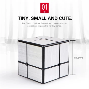 QIYI Spejl 2x2x2 Cube Magic Puzzle Cube Sølv Guld Stickers Professionelle Hastighed Terninger Legetøj Til Børn Spejl Blokke