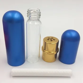 Gratis forsendelse Farverige Tom Aluminium Æterisk Olie Nasal Inhalator Genopfyldning af Aluminium og Glas - Metal-Nasal Inhalatorer
