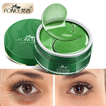 Fonce Collagen Crystal Eye Patches Maske 60p Plante Essens, Reducerer Mørke Cirkler, Anti-Aging Eye Taske Øje Rynke Sort Te Spirulina