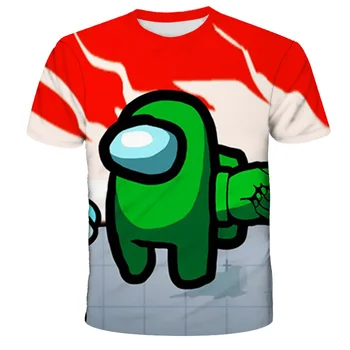 Nye Spil Blandt Os T-shirt Kort Ærme Tegneserie T-shirt Til Børn Drenge 3D Printede Toppe Bedrager Grafisk Hip Hop Unisex Tøj