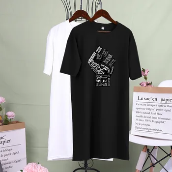 Black Liv Sagen Kvinder Kjole Kort Ærme Fremme Brev Print Casual Protest Plus Size Sommeren Tshirt Mini Kjoler 2020