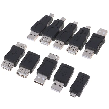 10stk/sæt USB-Adapter Gadgets OTG USB Mandlige og Kvindelige Mikro-USB-Mini-Changer Adapter Converter