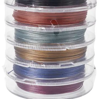 Pandahall 0.38 0.45 mm mm 0,6 mm Blandet Farve Stål Tiger Hale Beading Wire til Armbånd Halskæde Smykker at Gøre DIY Omkring 10m/rulle