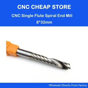 1pc Hårdmetal CNC Router Bits en Fløjte Spiral fræsere Enkelt Fløjte Fræser Af Akryl ABS PVC-Cutter SHK 8mm CEL 32mm