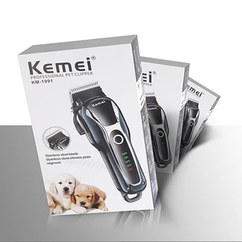 Kemei genopladelige professionel hund hår trimmer til kat cutter grooming maskine hair remover dyr hair clipper for pet