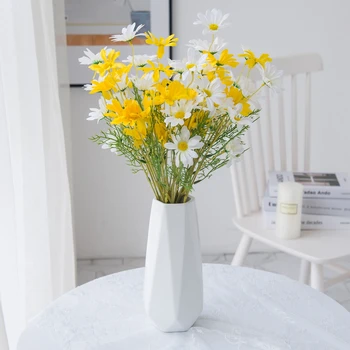10 Stk Gul Kunstig Sol blomst Vaser til Indretning nytår, Jul, Bryllup Dekorative Blomster, Silke Daisy Brudebuket