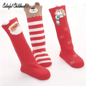 3pairs/masse Baby sokker Jul spædbarn nyfødte børn sokker af bomuld knæ høje lange sokker toddler dreng/piger sokker efterår, vinter