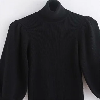 Zatrf kvinders new stå krave 7 / 4-ærme, Strik trøje i efteråret 2019 Peng Peng ærme, rib Strik sweater skjorte 05536136681