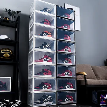 2 pakker AJ sko kasse high-top basketball sko støvfri opbevaring boks med hårdt materiale aj gennemsigtig øget Sneakers box