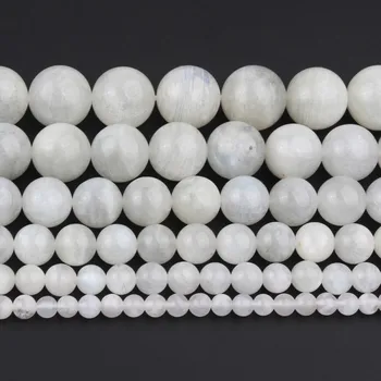 6 8 10 mm på en Naturlig Blå Månesten Perler Til smykkefremstilling af Runde Løse Perler Diy-Charms-Armbånd, Halskæde, Øreringe og 15 tommer