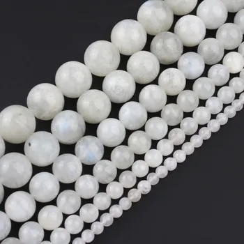 6 8 10 mm på en Naturlig Blå Månesten Perler Til smykkefremstilling af Runde Løse Perler Diy-Charms-Armbånd, Halskæde, Øreringe og 15 tommer