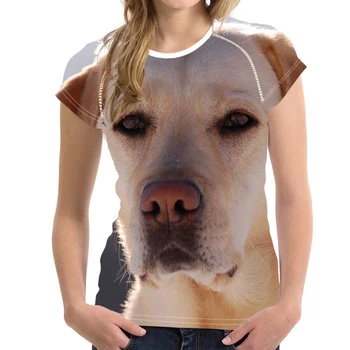 Sort Labrador Retriever Hunden Print T-shirts Kvinde, Åndbare, Elastiske og Korte Ærmer Tøj Tees Casual Fit T-shirts