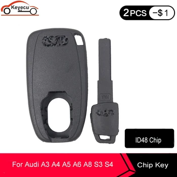 KEYECU Ny Udskiftning Transponder Chip-Nøgle & Smart Nødsituation Nøgle til Audi A3, A4, A6, A8 S3 S4 S6 S7 S8 Start af Motor ID48 Chip