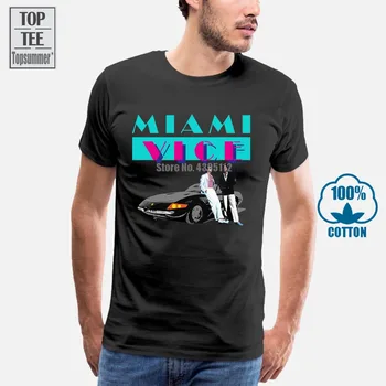 Miami Vice 80'erne Tv T-Shirt Stor Størrelse kortærmet Herre T-Shirts Mode 2018 Pop Mærke Cotton Crewneck Mænd Shirts