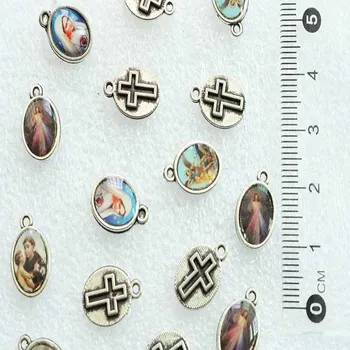 50 Stk. / Små Katolske Icon Mini Jesus Lille Medalje, Jesus Mini Mary Udødelige Ikonet Rosenkrans Armbånd, Vedhæng
