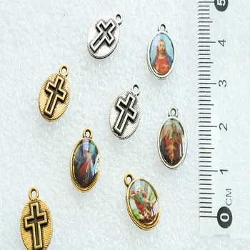 50 Stk. / Små Katolske Icon Mini Jesus Lille Medalje, Jesus Mini Mary Udødelige Ikonet Rosenkrans Armbånd, Vedhæng