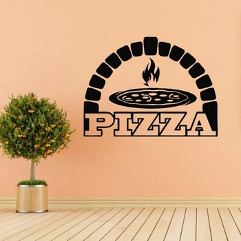 Pizza vægoverføringsbillede Pizzeria vægudsmykning med Wall Stickers Pizza tegn Vindue Decal standardklæbemiddel Aftagelig Pizzeria Dekoration Tapet C237