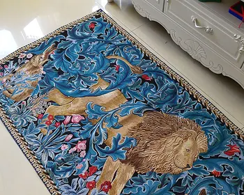 82x140cm William Morris Arbejder Lion King Dekorative Væg Tæppe Væg Hængende Belgien Indrettet i Marokkansk stil og Bomuld Væg Tæppe Klud
