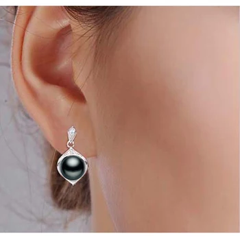 Vintage Perle Øreringe af 925 sterling sølv perle øreringe til kvinder , modetøj, smykker hvid/grå/sort perle farve