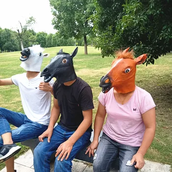 Halloween Cosplay Hest hoved masker sjove pvc-legetøj gave dans party animal Tilbehør 3 Farver i høj kvalitet hest hoved masker