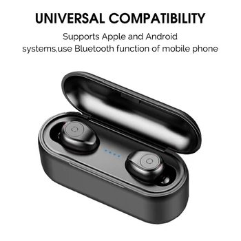 TWS Bluetooth Hovedtelefoner 5.0 med Trådløse Hovedtelefoner Opkræve Max Sports Headset, Øre-Knopper med Dobbelt Mikrofon til IPhone /Android