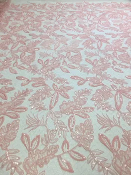 Pink Afrikanske Lace Fabrics Gul hvid fransk Blonde Stof,2020 Høj Kvalitet Pailletter George Blonder For Nigerianske Kvinder 5yard M2359