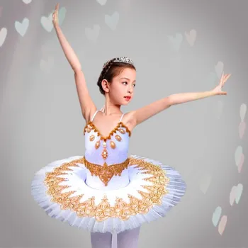 Børn Professionel Ballet Tutu Dans Kjole Piger Sequined Swan Lake Ballet Dans Kostumer til Børn Klassisk Dancewear Outfit