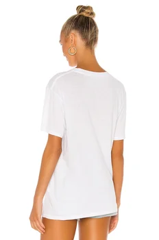 Forår sommer piger bomuld T-shirt hvid udskrivning afslappet O-hals enkle t-shirts toppe nye ankomster 2021