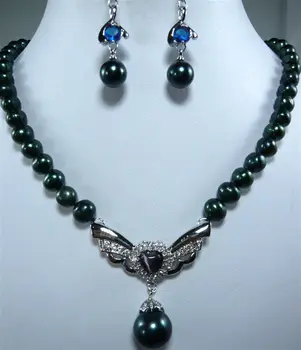 Dejlige Kvinder ' s Bryllup Smykker fancy sort perle halskæde &shell/perle vedhæng øreringe sæt