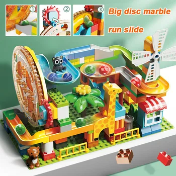 Marble Run Store Blokke Kompatibel Duploed byggesten Tragt Skub Blokke DIY Store Mursten Legetøj til LegoINGlys Børn Gave