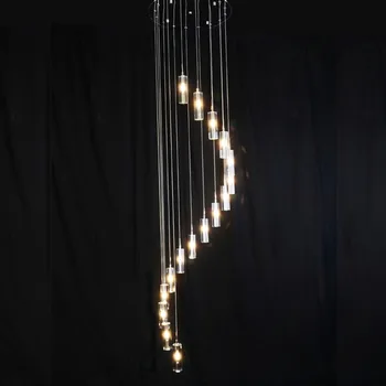 Led-moderne stue lamper krystal pendel trappe belysning lang crystal spiral hængende lampe lampara techo colgante G4