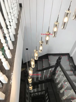 Led-moderne stue lamper krystal pendel trappe belysning lang crystal spiral hængende lampe lampara techo colgante G4