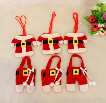 6pk juledekoration Til Hjemmet Sølvtøj Holdersanta Lommer Middag Kniv, Gaffel Indehavere Santa Claus Jul Ornament