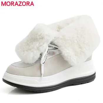 MORAZORA 2020 vinteren holde varm mode snøre kvinder støvler flad hæl, rund tå, platform damer sko komfortable ankel støvler