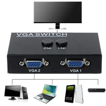 2 Porte Switcher Splitter 2 Måder VGA Skifte Video Adapter Converter Box til PC Monitor Tilbehør