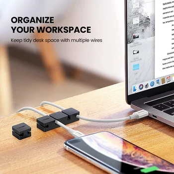 Ugreen Kabel-Arrangør Silikone Kabel Clips Holder Musen Hovedtelefon Øretelefon Fleksible USB-Kabel Winder Desktop Management
