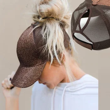 2020 Mode Baseball Cap Kvinder Snapback Hat Åndbar Mesh Caps Sommer Hat Kvindelige Justerbar Glitter Hestehale Caps Hip Hop
