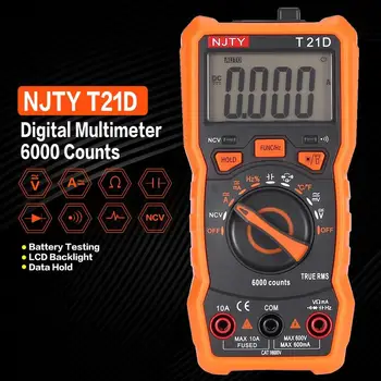 T21D NCV Digital Multimeter 6000 tæller Auto Spænder AC/DC Spænding, Strøm Meter Håndholdte Amperemeter Ohm Diode NCV Tester