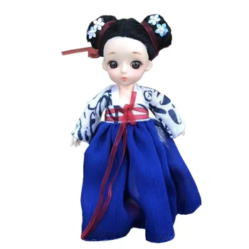 16cm Bjd Kinesisk Stil Dukke 13 Bevægelige Led 1/12 DIY Girl Dress Up 3D Øjne Mini Dukke Legetøj og Tøj Sko Kids Fashion Gaver