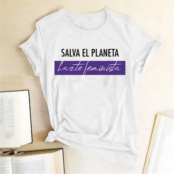 Salva El Planeta Harte Feministiske Brev Print Feministiske Kvinder T-shirt Kort Ærme, Casual Løs Sommeren Shirts Kvinde-Shirts Toppe