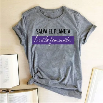Salva El Planeta Harte Feministiske Brev Print Feministiske Kvinder T-shirt Kort Ærme, Casual Løs Sommeren Shirts Kvinde-Shirts Toppe
