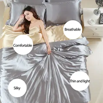 Ren silke satin sengetøj sæt Hjem Tekstil King size seng sæt dyner og dynebetræk flat sheet pudebetræk Engros
