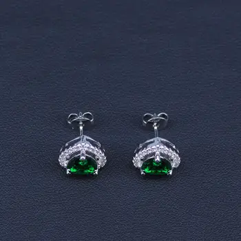 Mode koreanske Damer Stil Cubic Zirconia Sølv Farve Smykker 4STK Grøn Hvid Krystal Sten Sæt Til Kvinder & lady