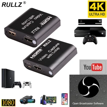 HD 1080P HDMI 4K Video Capture-Kort, HDMI / USB 2.0 3.0 Video Capture Board Game Optage Live-Streaming Broadcast-TV Local Loop
