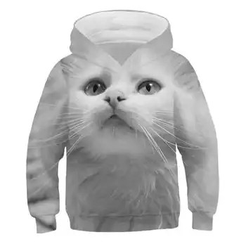 2020 Efteråret polyester Tegnefilm dyr Kat Piger Sweatshirt T-Shirt, Børn Tøj, Spil Hættetrøje til Børn Tops Tees Sportstøj