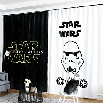 Star Wars Digital Udskrivning Gardiner Stue, Soveværelse karnap Skygge Klud Gulv-til-loft-Vindue med Gardiner