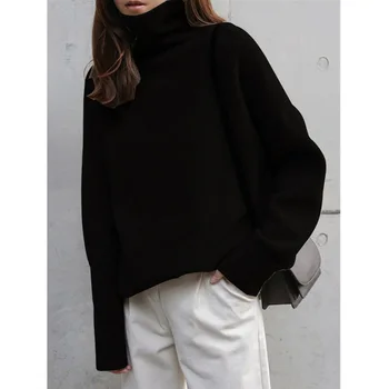 Kvinder er uld turtleneck sweater kvinder Tyk sweater efterår vinter kort løs plus size pullover strikket top