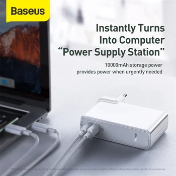 Baseus GaN Oplader 45w PD Hurtigt Opladere Med 10000mAh Power Bank For Telefon 2 i 1 Bærbar Ekstern Batteri Oplader Til Xiaomi