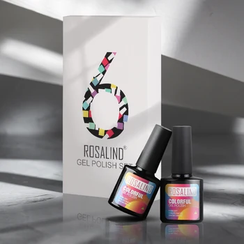 ROSALIND 6stk (10 ml) 9 Farver-Serien UV-Lak Lak Søm Sæt For Kunst Desgin Manicure Top Og bund Boxed Sæt
