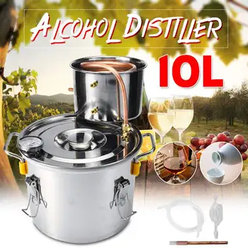 10L Distiller Moonshine Kobber Rustfrit Stål Kedel Hjem Alkohol Vand Æterisk Olie Brygning Kit